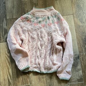 Vintage Korean sweater size small. Pink hearts valentine